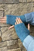 Boucle Fingerless Gloves Teal Melange
